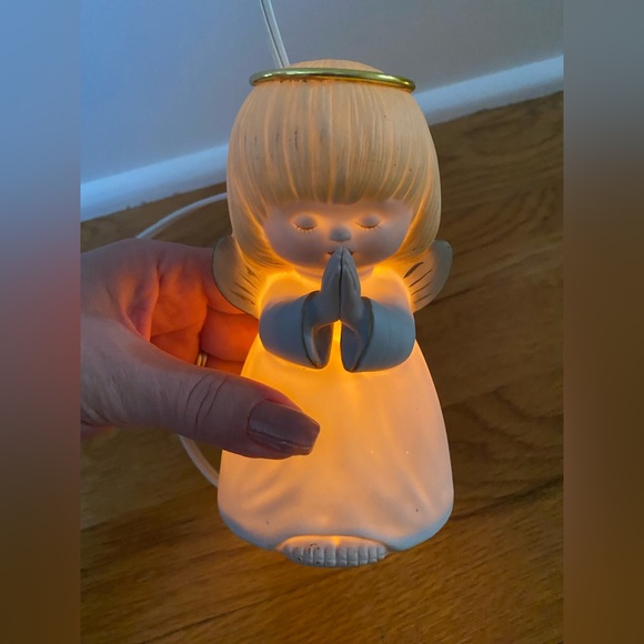 Vintage Ceramic Praying Angel Lamp Night Light-Christmas Decor Retro Christmas - Picture 4 of 12